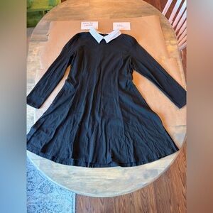 Stylish Black Dress with White Collar